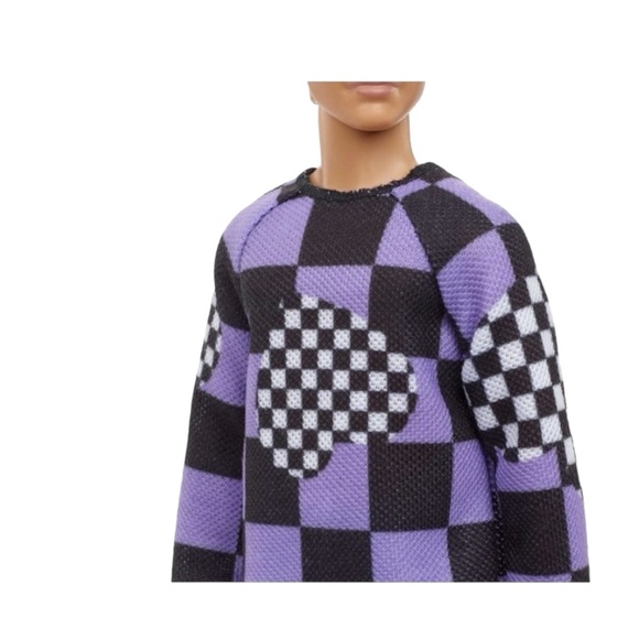 Barbie Fashionistas Ken #191 in Checkered Sweater with Blonde Hair & Sneakers - Picture 4 of 6